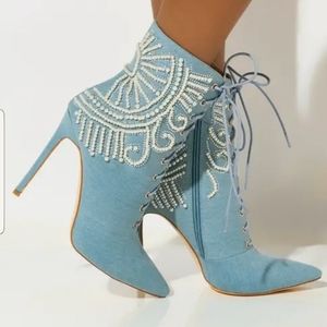 AZALEA WANG PEARL STILETTO BOOT